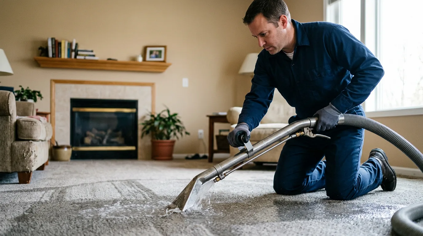 Water damage restoration technician working near Ames, OK